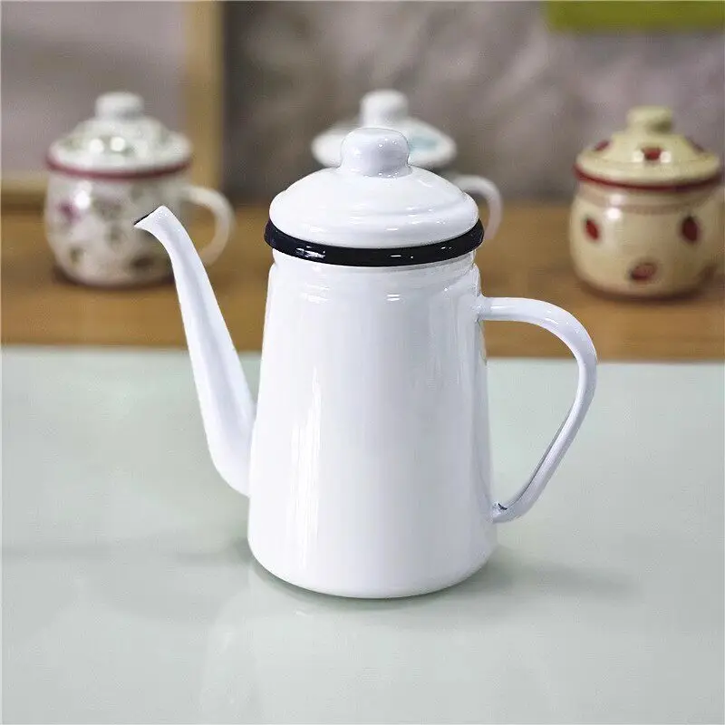 Enamel 1.1L Coffee Pot Oil Pot Milk Tea Enamel Pot Cold Water Household Utensils Can Open Fire Induction Cooker Cookware - view 3