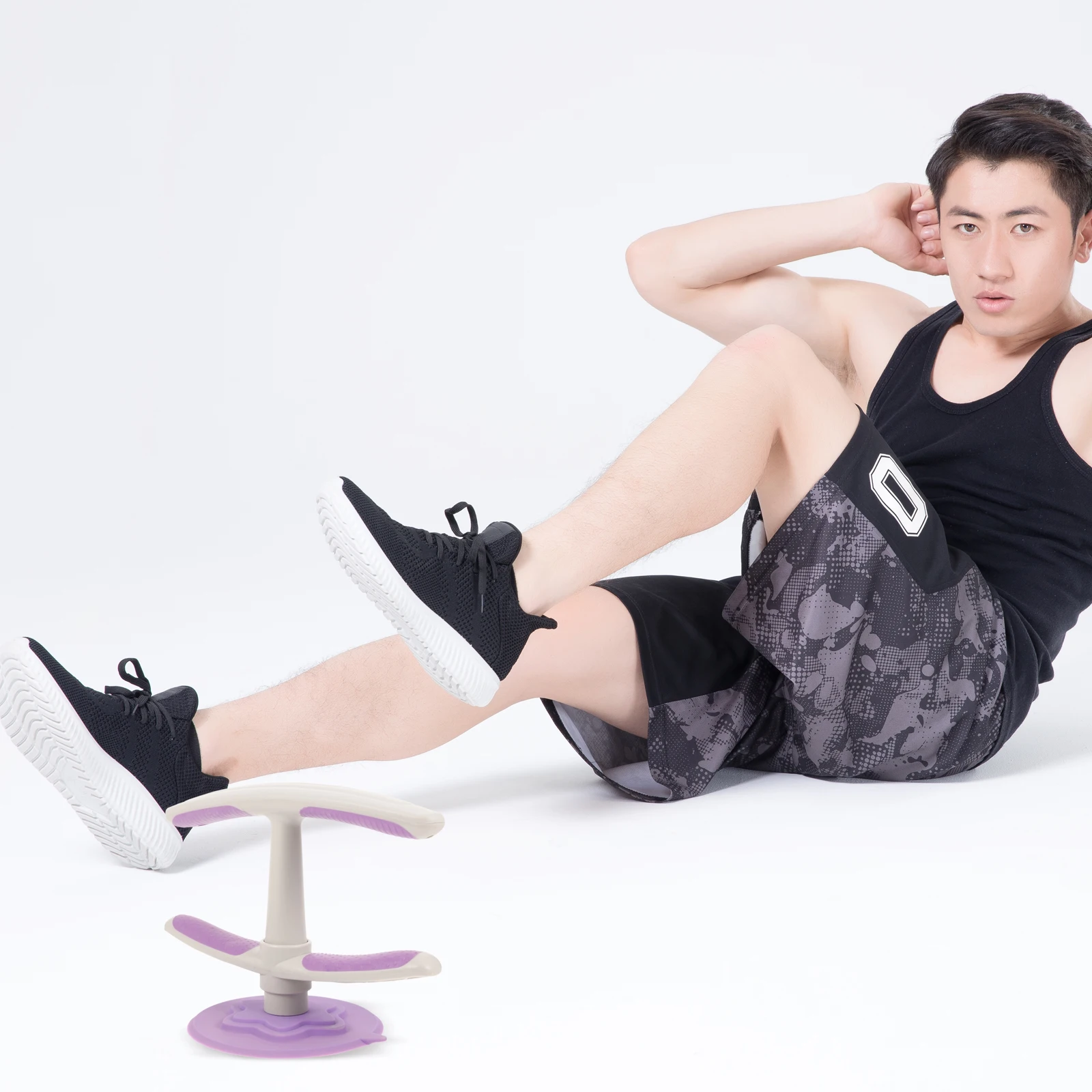 

Abdominal Curl Assist Device Sit up Aid Crunches Fitness Equipment Height Adjustable Strong Suction Cup Smooth Floor Gym