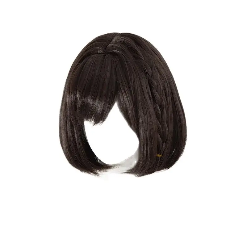 Anime Dongyun Painted Name Coswig 30CM Black Brown Short Hair Heat-resistant Synthetic Hair Halloween Party Cosplay Wigs+wig Cap