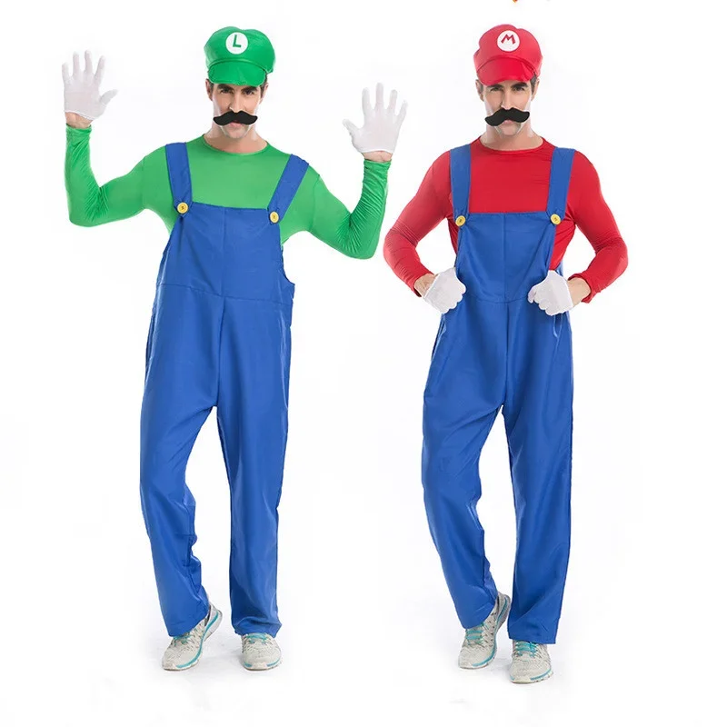 Disfraz de Halloween para hombre adulto, traje divertido de superjuego, Luigi Bros, fontanero, navidad