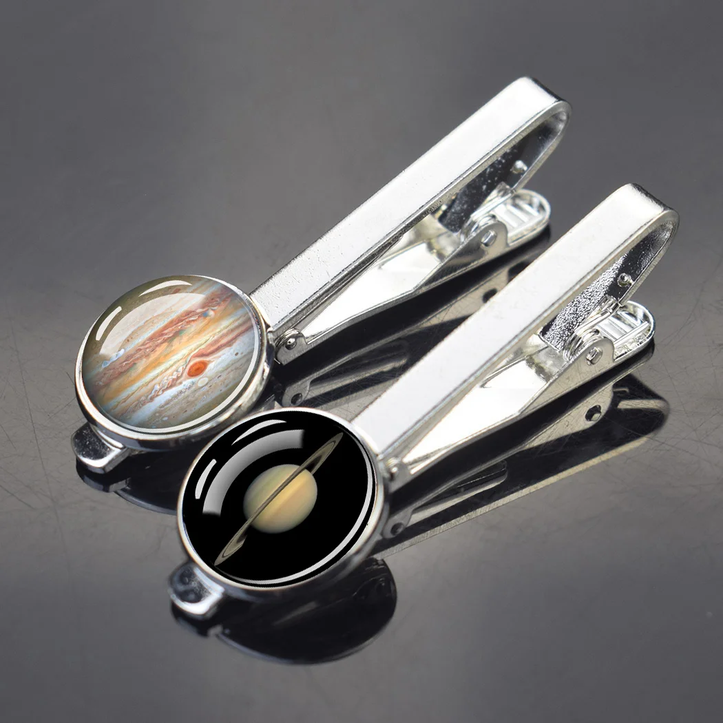 1PC Solar System Pattern Tie Clip Fashion Astronomy Universe Planet Tie Clip Men's Accessories Father's Day Gift