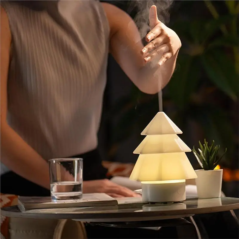 A61I موزع الزيوت العطرية 7 ألوان مرطب هواء رذاذ بارد نمط شجرة عيد الميلاد لغرفة النوم والمكتب