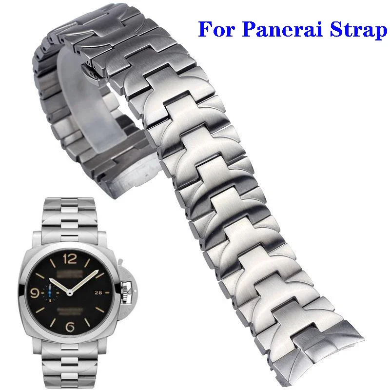 Watch Bracelet For Panerai strap men\'s steel band PAM441 111 solid stainless steel butterfly buckle watch chain 24mm accessories