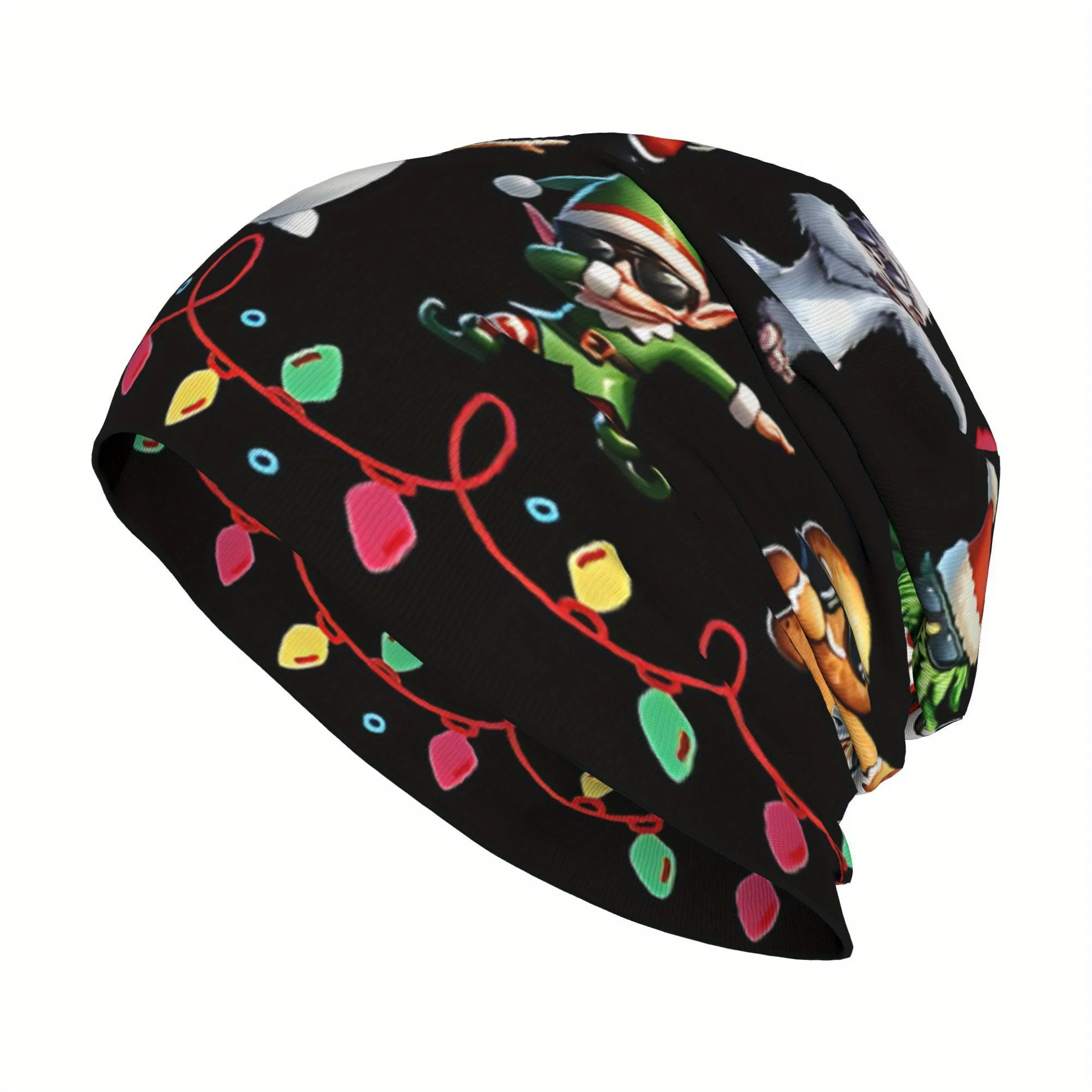 Винтажная рождественская кепка с черепом Санта-Клауса, 95% полиэстер 5% эластан, эластичная трикотажная ткань, можно стирать в руках, унисекс, Рождество