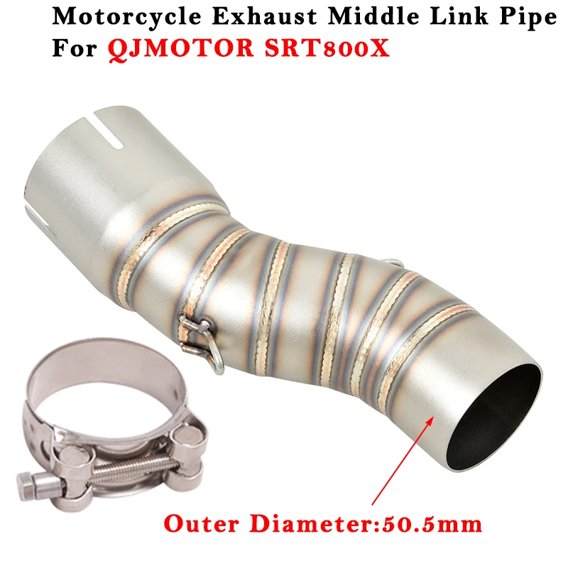 

Motorcycle Exhaust Escape System Modified Muffler 51mm Middle Link Pipe Stainless Steel Slip On For QJMOTOR SRT800X SRT 800X