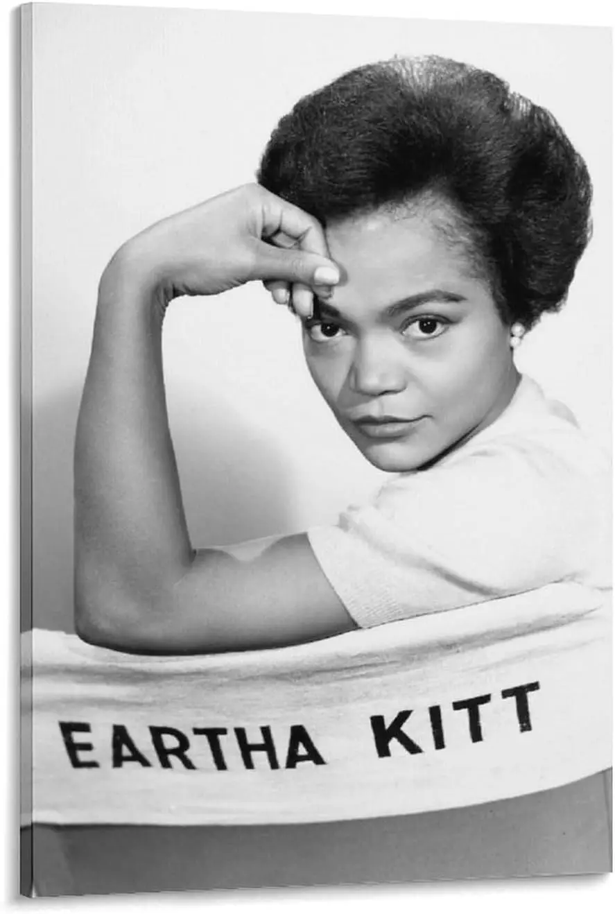 ملصق مطبوع عتيق باللونين الأبيض والأسود من Eartha Kitt (6) ملصق أعمال فنية رائعة لوحة فنية جدارية مطبوعة على القماش