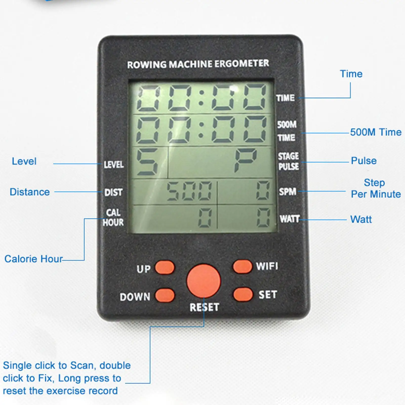 LCD Rowing Machine Counter Speedometer Easy to Use Professional for Gym