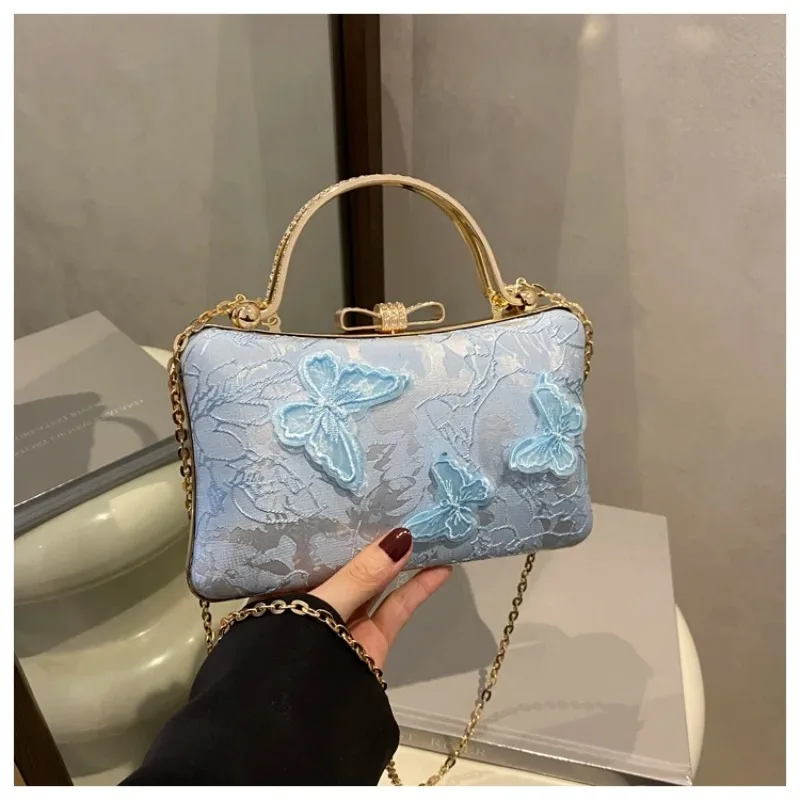 

Solid Color Exquisite Fashion Crossbody Bags Chains Bow Embroidery 2025 Hot Sale Bags for Women Versatile Commuting Evening Bags