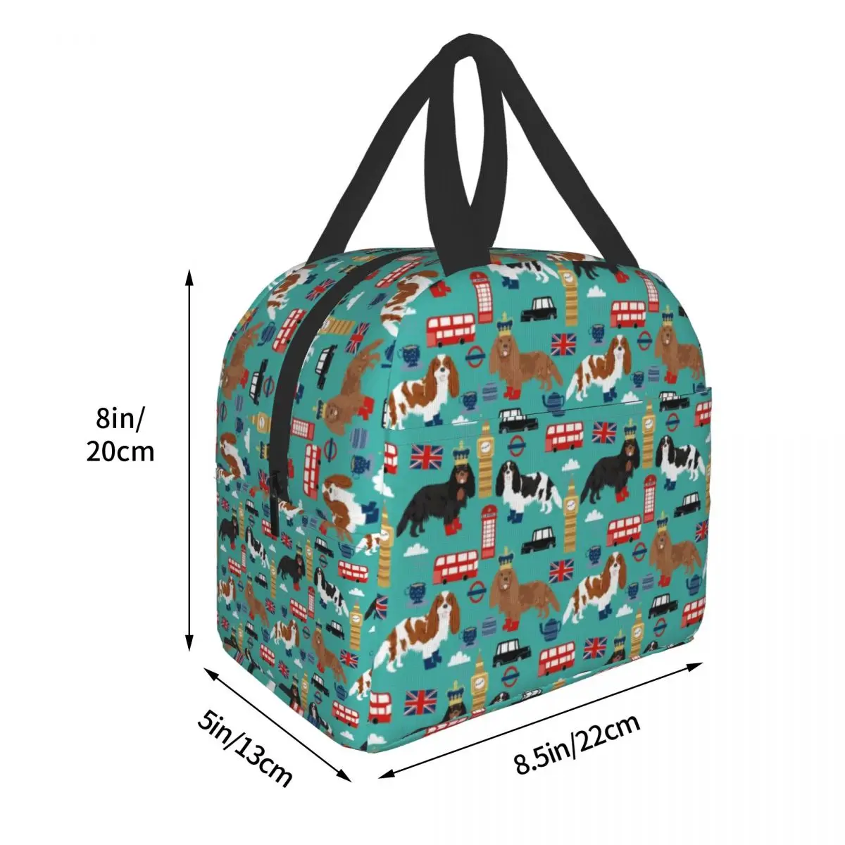 Sac à lunch isotherme réutilisable pour femme et enfant, chien de compagnie, épagneul Cavalier King Charles, école et bureau, glacière, boîte à lunch thermique