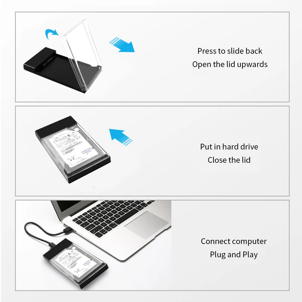 Внешний корпус для жесткого диска TISHRIC, внешний корпус для жесткого диска Hdd 2,5, адаптер USB 3,1 Type-C для SATA, поддержка 10 ТБ