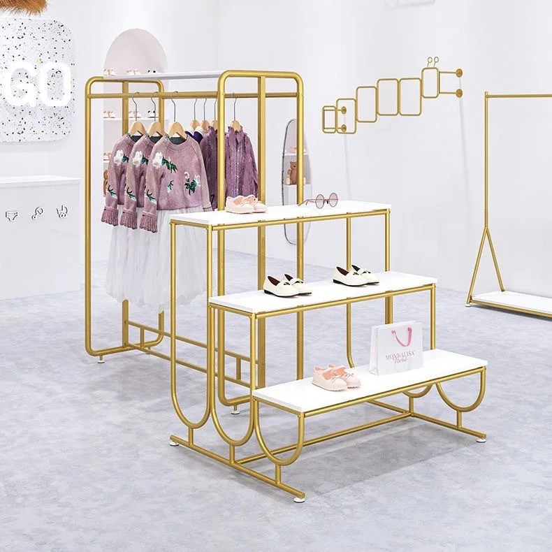 

Men's and women's clothing Nakajima display rack Multi-layer children's shoe and bag rack Children's double-row hanger