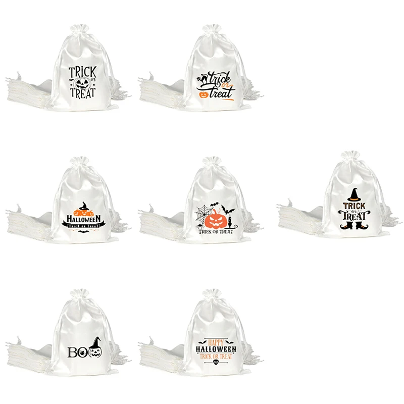 Halloween Candy Pouches Holiday Packaging Pouches Organizer Halloween Party Treat Pocket Bag Present Drawstring Gift Cotton Bag