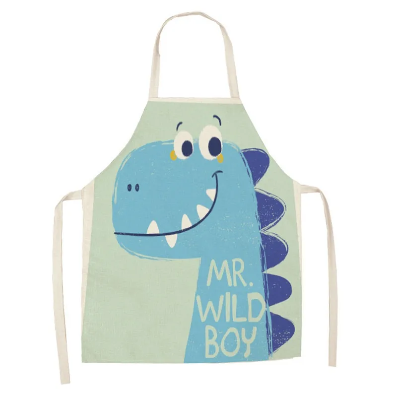 Creative little dinosaur pattern apron oil-proof adult and children printed apron home kitchen cooking sleeveless bib