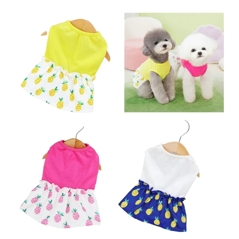 Puppy Dress Skirt Dog Beach Skirt Flouncing Pineapple Dress Beach Puppy Dog and Cats on Pineapple Holiday Wedding