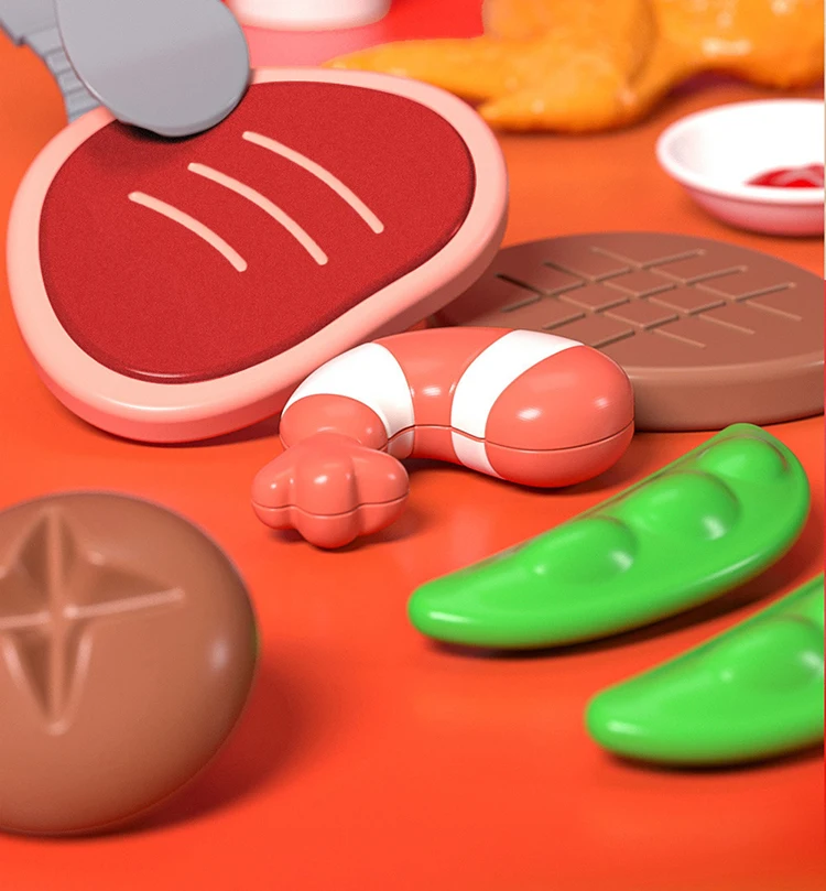 Barbecue Storage Suitcase Pretend Play Kitchen Toy Dessert Fast Food Shop Mini Food Model Outdoor Camping Game Christmas Gifts