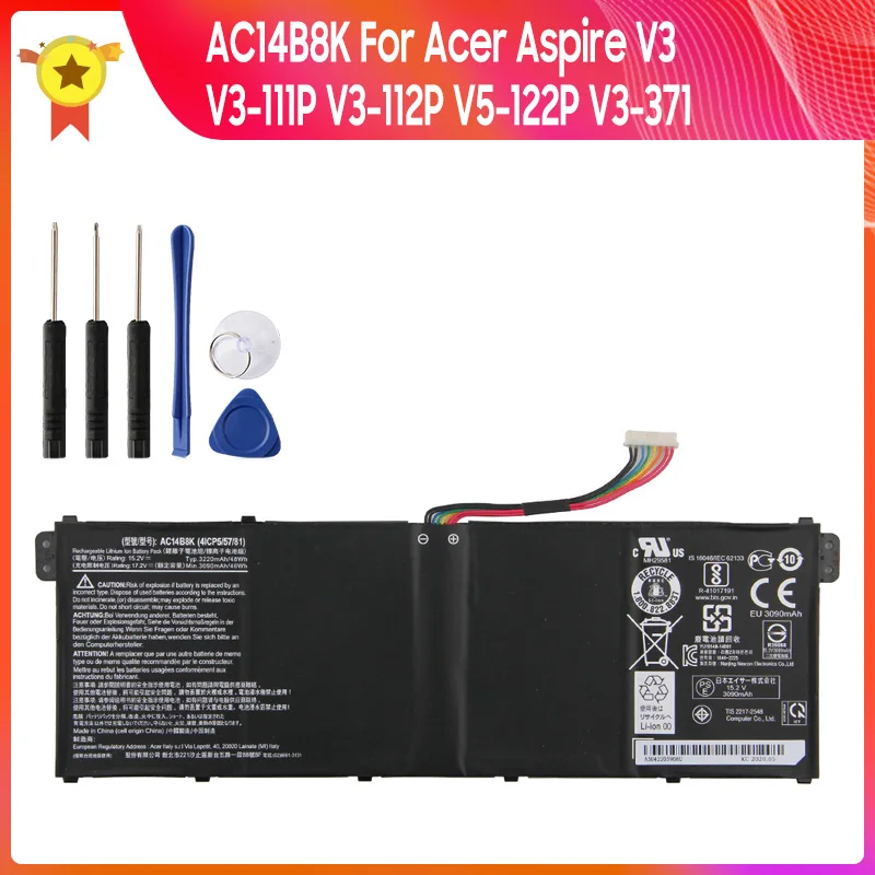استبدال البطارية AC14B8K AC14B3K 3090mAh لشركة أيسر أسباير V3 V3-111P V3-112P V5-122P V3-371 بطاريات عالية الجودة مع أداة