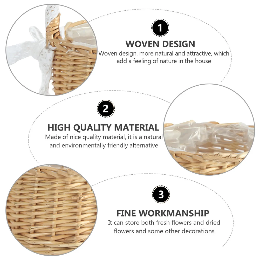 

1pc Handwoven Woven Flower Basket Storage Container For Fresh Dried Flowers -Friendly Plant Stand Decor Gift Khaki
