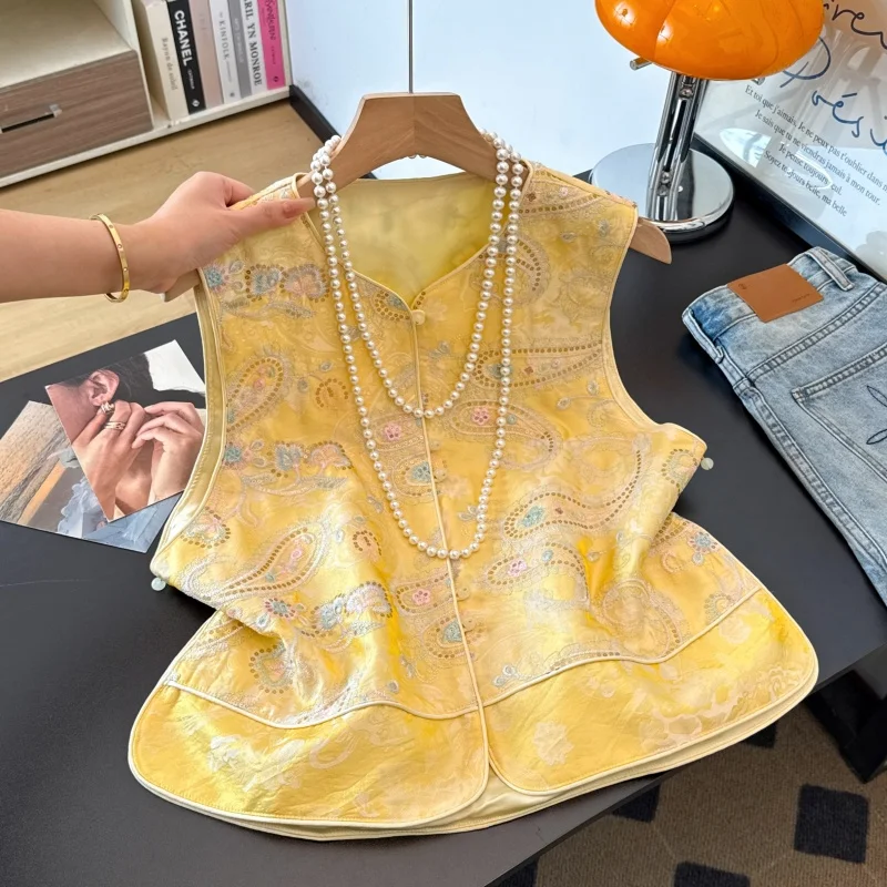 New Chinese Style National Trend Autumn New Heavy Embroidery Brocade Improved Retro Top Women's Fashion Traditional Costume