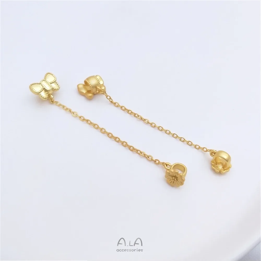 

Gold gold goldfish ingot bow big hole beads hanging chain diy beaded bracelet septum bead head accessories