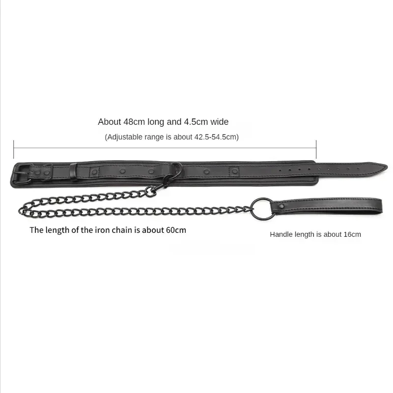 Collare BDSM schiavo in pelle con guinzaglio Giochi per adulti Bondage sessuale Collo di ritenuta Manette in PU Collare fetish Giocattoli erotici del sesso