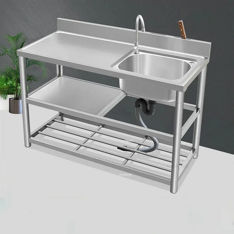 

304 Stainless Steel with Bracket Storage Integrated Sink Basin Creative Three-layer Kitchen Sink Modern Home Kitchen Accessories