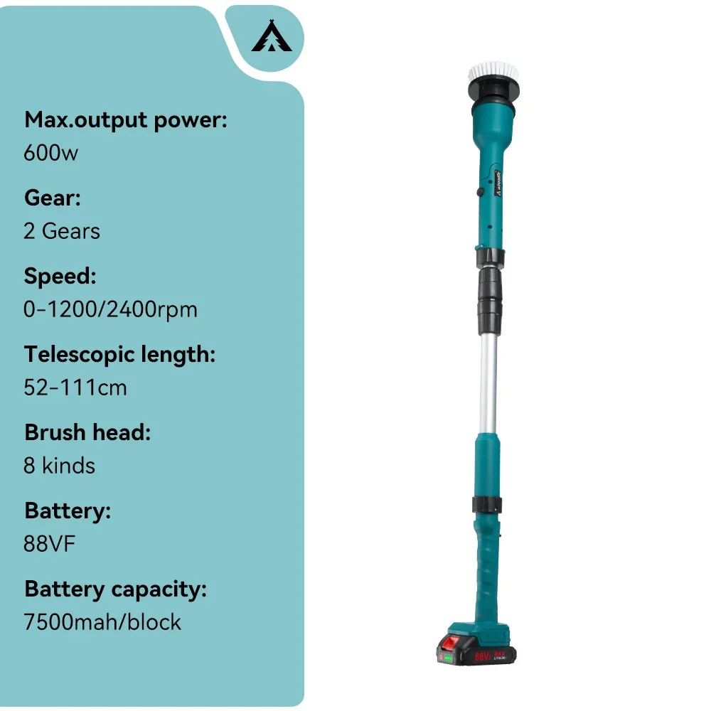 Cordless 2400RPM Electric Spin Scrubber 8IN1 Electric Cleaning Brush Extension Handle Cleaning Power Tool For Makita 18V Battery