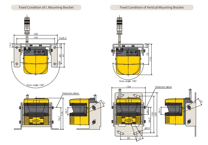 Sicherheitsausrüstung 2D-Sicherheitsscanner UAM-02LP-T302 AGV-Antikollisions-Sicherheitsradar der neuen Generation