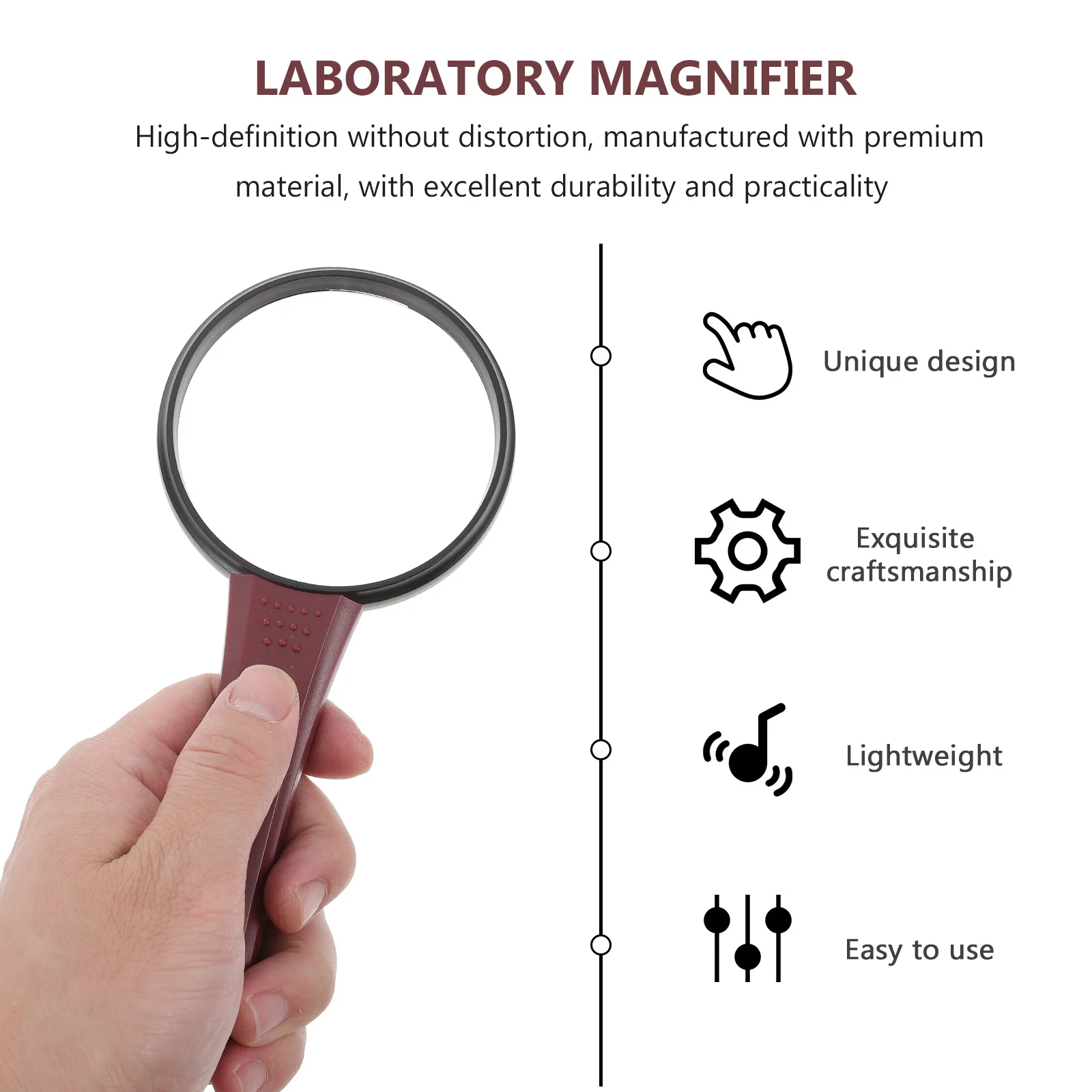 

Handheld Magnifier With Led Light Premium Acrylic Lens Portable Reading Glass For Elderly Kids Low Vision Laboratory Library Use