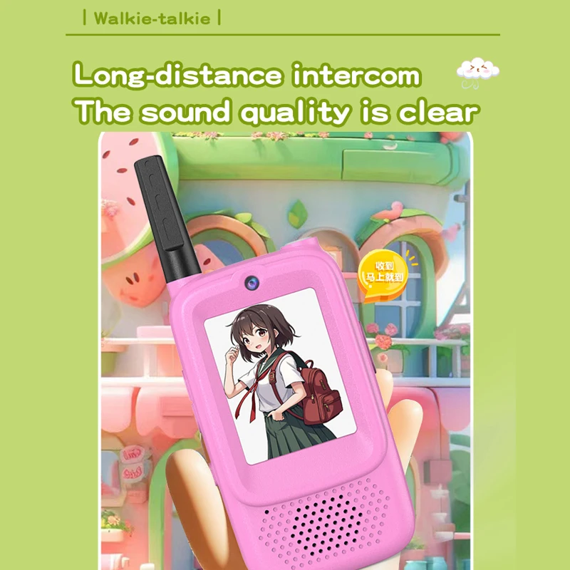 Kids Video Walkie Talkie with 2" HD Screen USB-C Rechargeable One-Click HD Call Intercom For Children Boys Girls Technology Gift