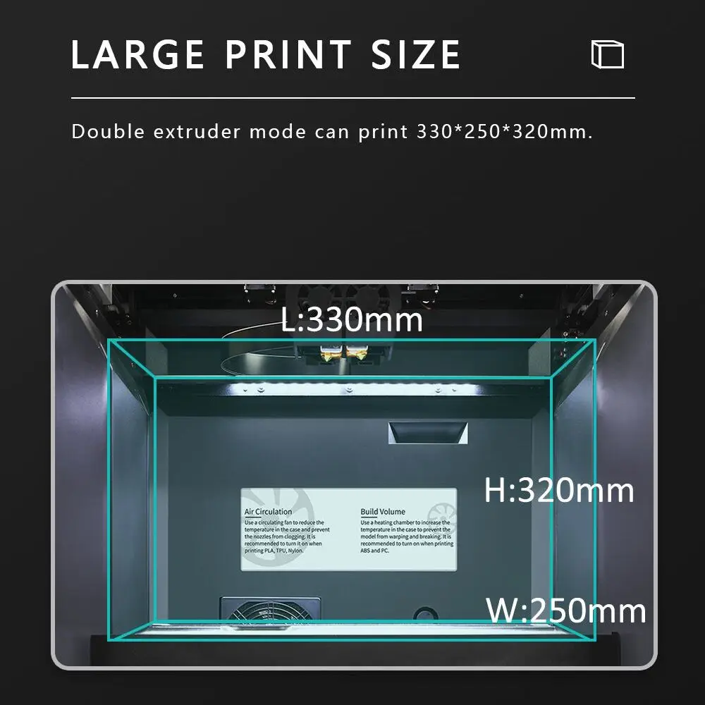 QIDI TECH-Impresora 3D i-fast de Gran Tamaño, Dispositivo Extrusor Doble con un Conjunto Extra de Alta Temperatura, Fibra de Carbono, Nailon, PC