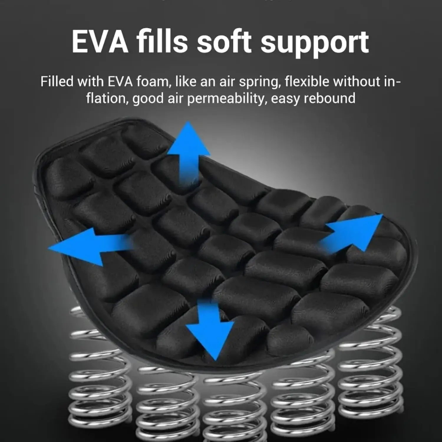 

Universal Motorcycle Seat Cushion with 3D Shock Absorption- Dual Non-Slip Gel + Elastic Straps, Ergonomic TPE Support Long Rides