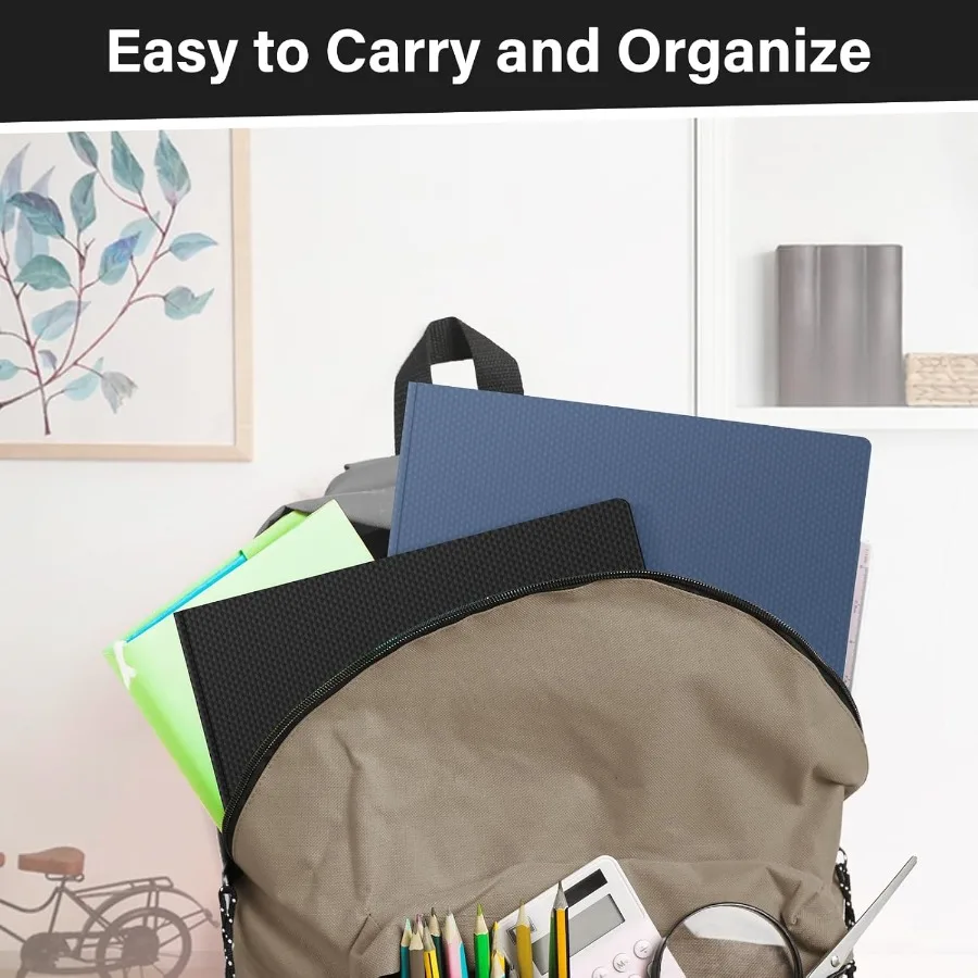 12 stuks plastic mappen met potten en tanden, 2 potmappen met 3 bevestigingen, polymappen, geschikt voor 81 2" x 11" papier voor schoolkantoor