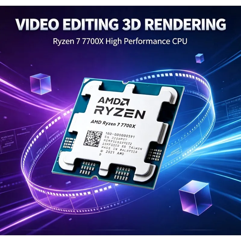 AMD Ryzen 7 7700X R7 7700X AM5 Socket Desktop Processor 4.5GHz 8 Core 16 Thread 5NM 32MB L3 Computer Hardware Parts