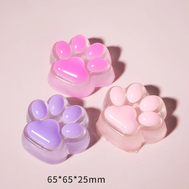 Cartoon Cute Translucent Cat Paw Stress Relieving Toys Soft Mud Feel Rebound Toys Fun Adult Children Vent Toys Fun Holiday Gift