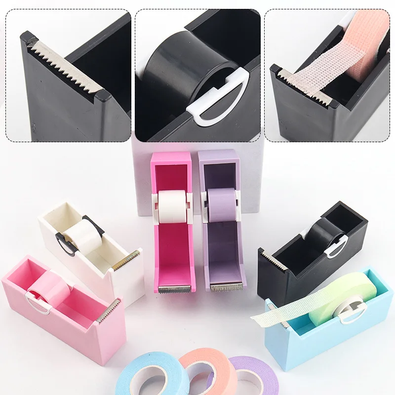 1pcs Eyelash Extension Tape Cutter Dispenser Grafting Lashes Adhesive Tape Holder Plastic Rotating Tape Cutting Makeup Tool