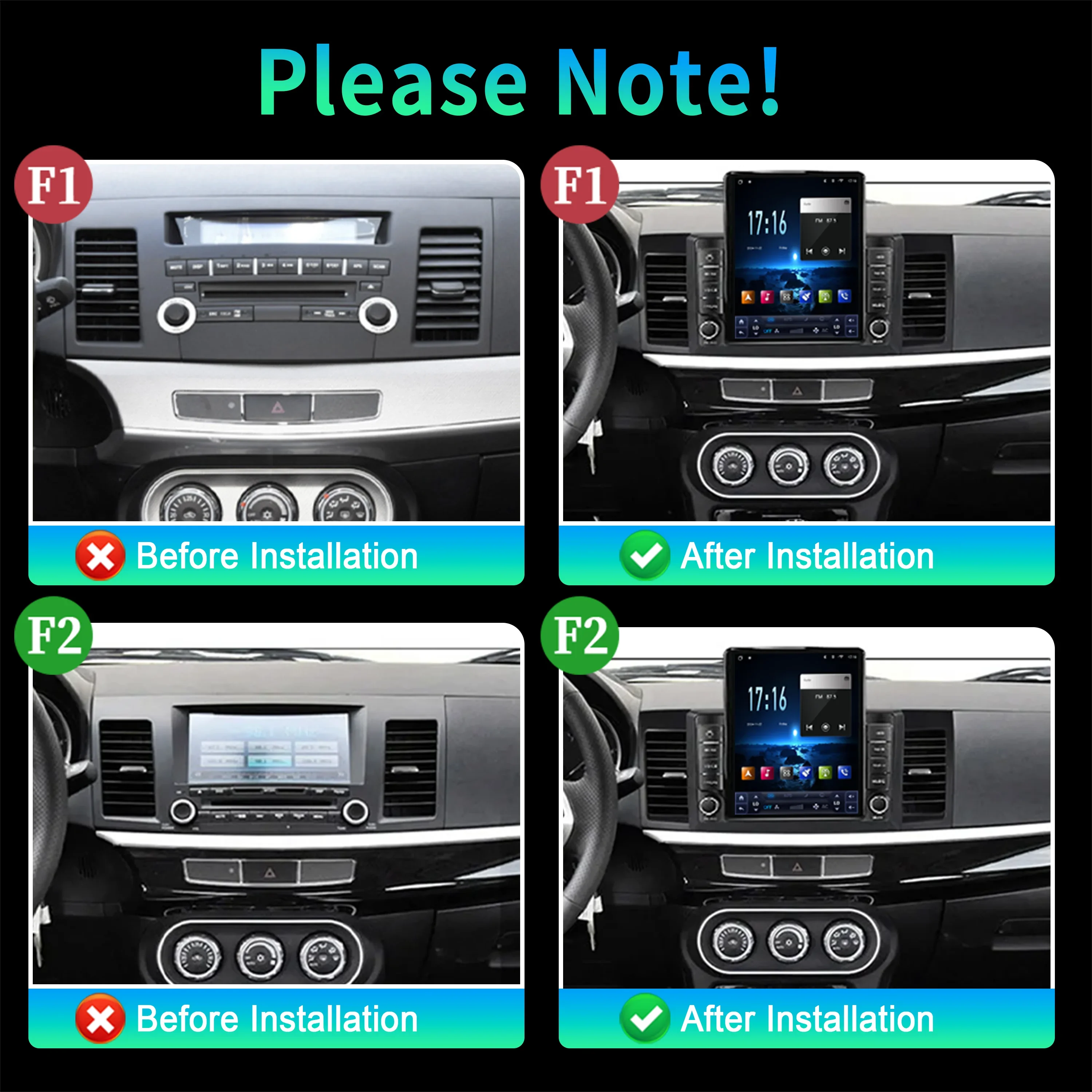 9.7inch For Mitsubishi Lancer 2007-2013 Car Radio Multimedia Video GPS Wireless Apple Android 14 Navigation Radio Screen