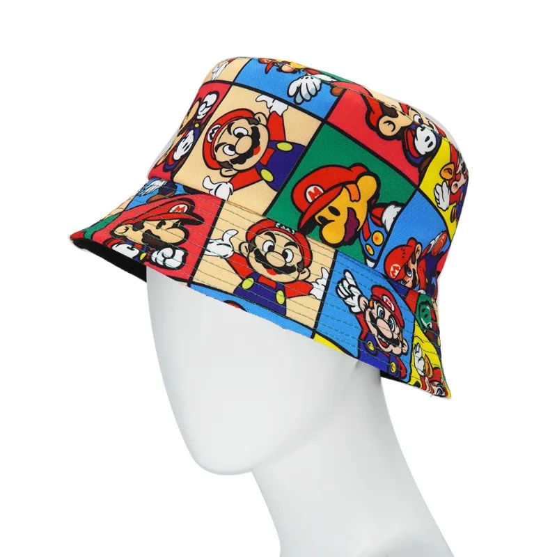 Super Mario Hat Cartoon Bucket Cap 3D Pattern Hats Outdoor Sun Protection Bonnets Trend Fashion Gift for Child School Fine Gifts