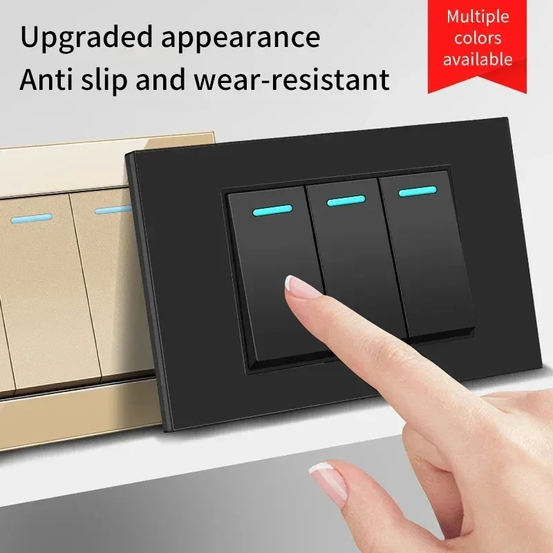 

118 Rectangular PC Panel Rocker Switch Universal 16A Wall Switch for Home Hotel Office Villa Decoration Black, White, Gray, 2Way