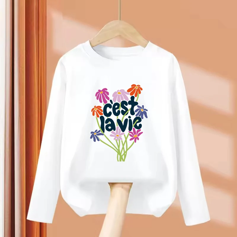 Long Sleeve T-shirt Flower Kids Tshirts Summer Tees Cartoon Animal Boys Girls Clothes Tops Y2K Children