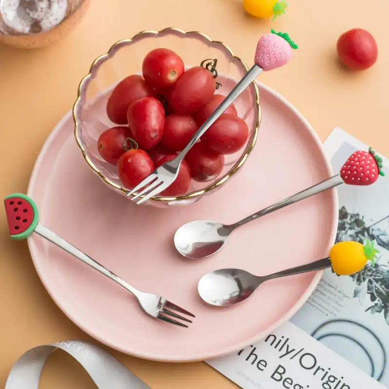 High Quality Fruit Shaped Sugar Ice Cream Dessert Kitchen Coffee Spoon Teaspoon Fork Stirring