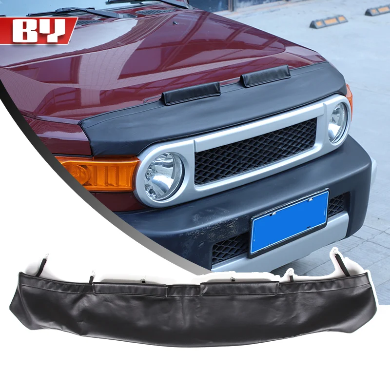 For Toyota FJ Cruiser 2007-2021 Car Hood Sand and Stone Deflector Protection Cover Black Leather Exterior Accessories