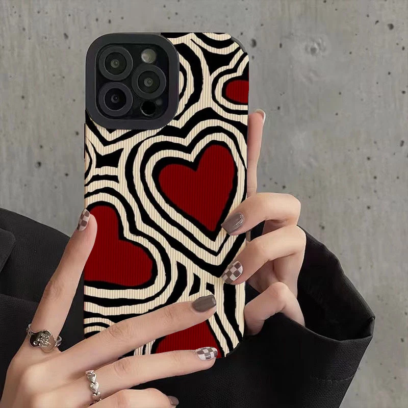 Romantic Hearts Phone Case or iPhone 14 12 11 13 15 Pro Max 14 Pro X XR XS Max 8 7 14 Plus SE 12 13 Mini Camera Protection Cover