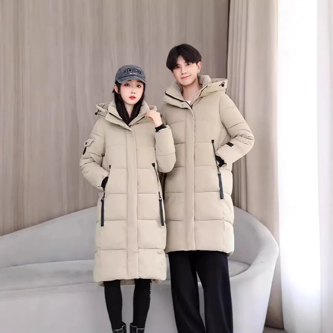 เสื้อแจ็คเก็ตผ้าฝ้ายบุผู้หญิง เสื้อโค้ทยาวแบบพาร์กา มีซิป มีกระเป๋า มีฮู้ด เสื้อคลุมกันลมหนา เสื้อโอเวอร์โค้ทสำหรับสุภาพสตรี ฤดูหนาว