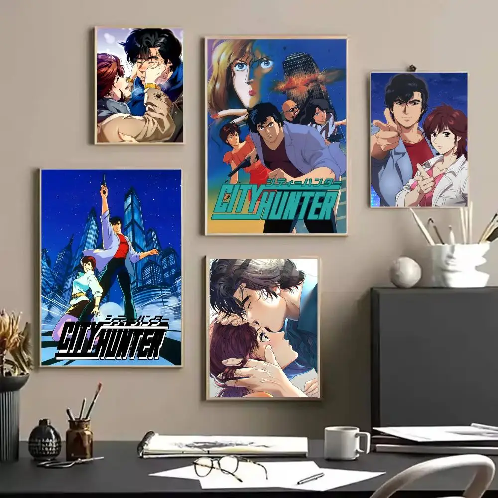 C-City Hunter Anime Poster Stickers HD Waterproof Painting Wall Art for Bedroom Living Room Home Decor Decoration Gift