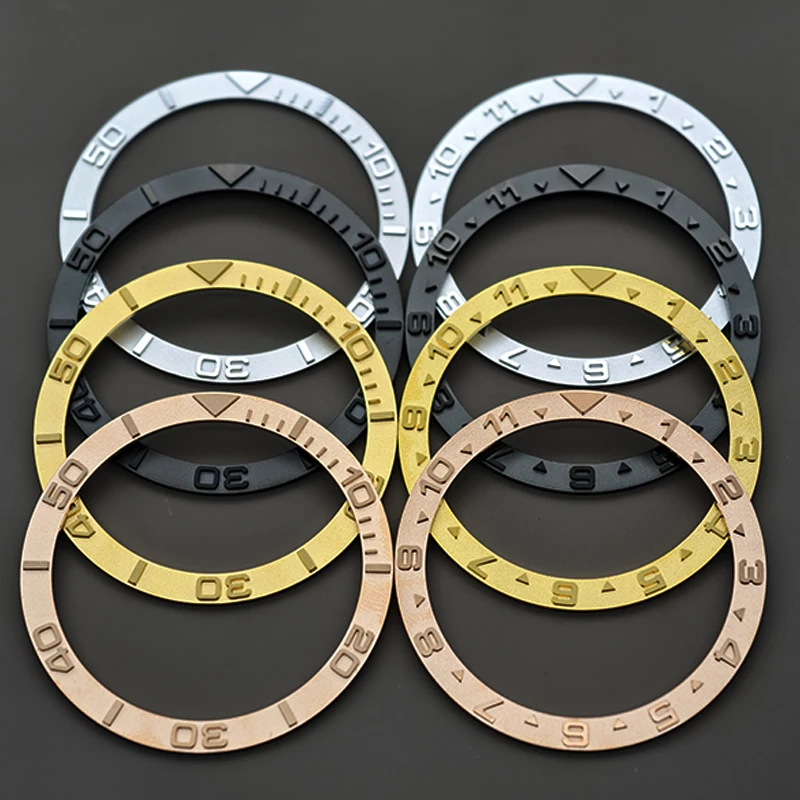 38mmx31.5mm Flat Metal SKX007 Watch Bezel Insert Fits For SRPD SKX007 SKX009 Watch Case NH36 NH35 Movement Men Watch Refit Parts