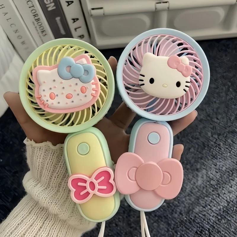 

Sanrio Hello Kitty Cartoon Cute Big Wind Usb Charging Small Fan Portable Student Dormitory Bedside Table Wind Office Desktop Fan