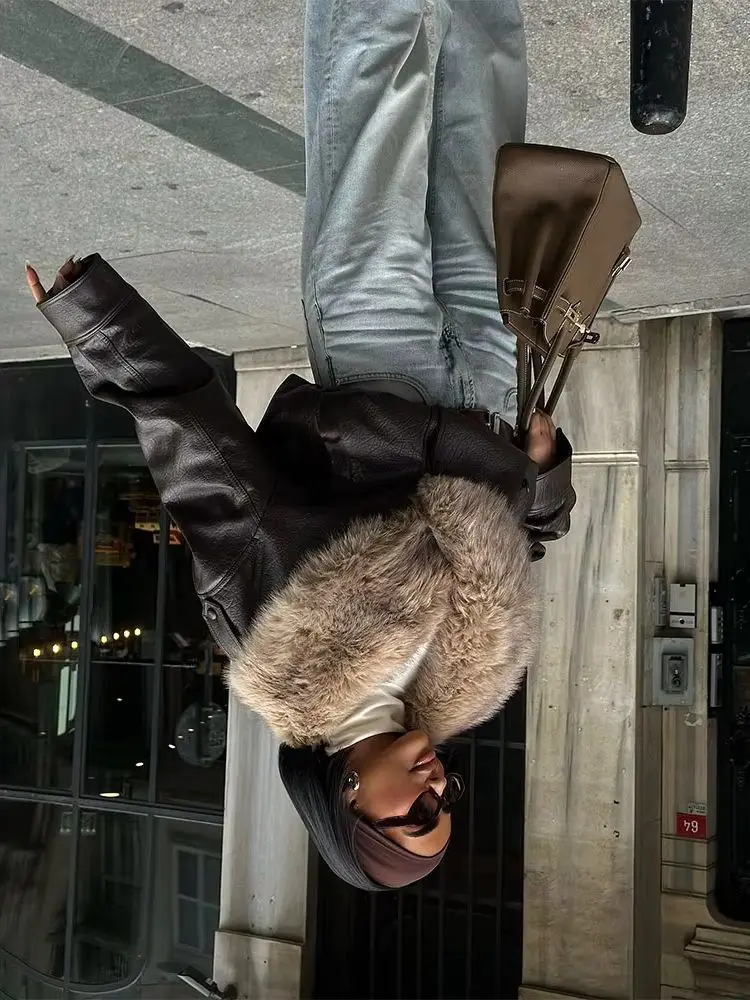 

HH женские модные зимние куртки с эффектом искусственного меха и лацканами с длинными рукавами, двубортные карманные украшения, женские свободные повседневные пальто