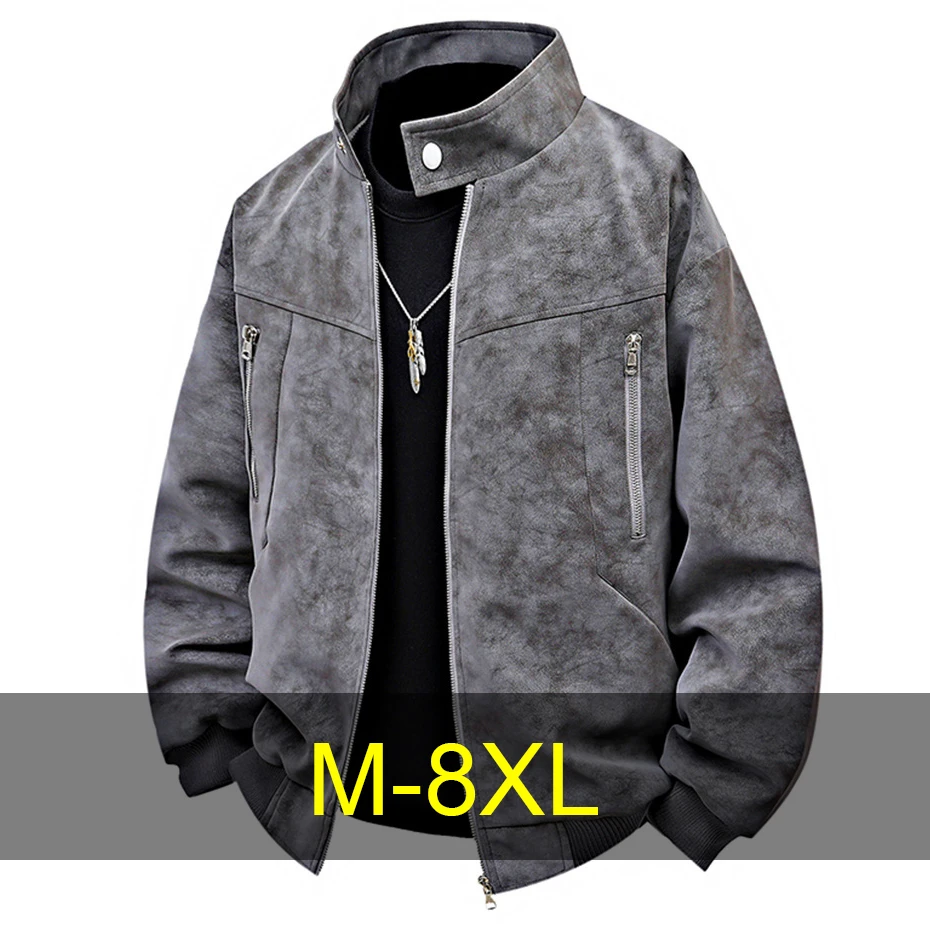 

Vintage Tie Dye PU Jacket Men 8XL Plus Size PU Coat Male Spring Autumn Moto Biker Jackets Big Size