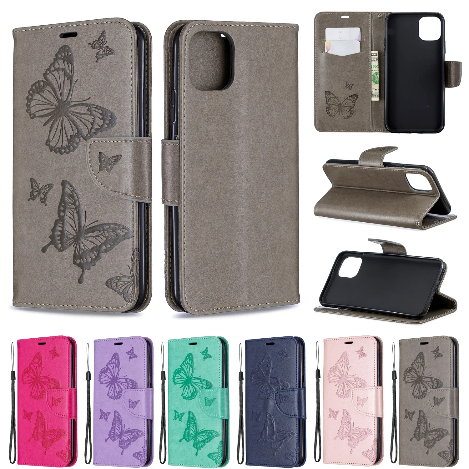 GO*Butterfly Print Leather Case Wallet Anti-fall Flip Phone Case For iPhoneX/XS/XR MAX