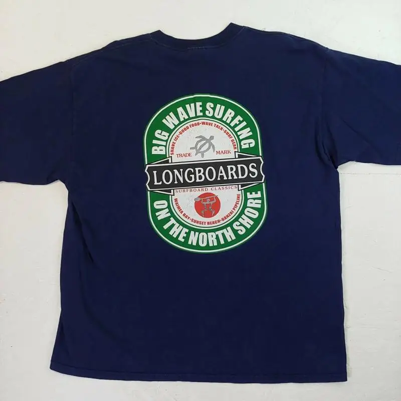 VTG Big wave surf camiseta longboards North Shore cerveza etiqueta XL Waimea banzai